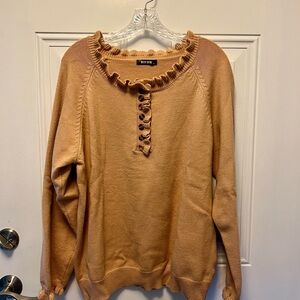 Ruffled Tan Sweater